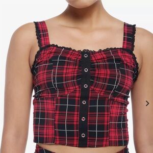Social Collision Plaid Grommet Ruffle Gothic Grunge Crop Top Size XL